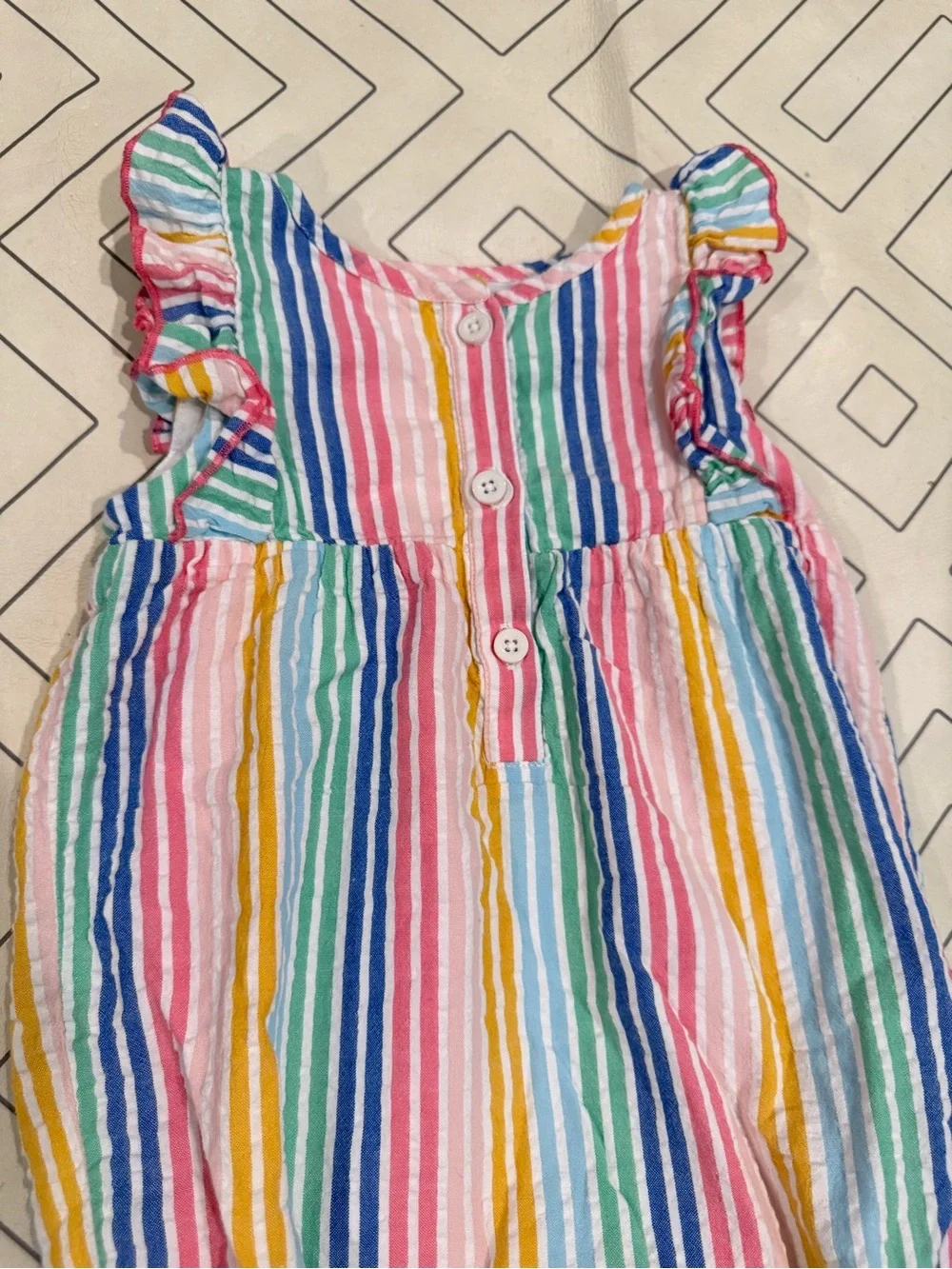 Baby Boden Seersucker Multicolor Stripe Bubble Romper